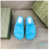 Zapatilla estampada Fondo grueso Diseñador Gamuza Flip Flop Suela de goma Zapatilla de verano Diapositiva Zapatillas para mujer Zapatillas de playa de moda Sandalias con caja original