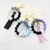 Creative fashion silicone wood bead chain fringe key chain bag Lanyard Charms Pendant Accessories Y23278