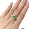 Ins Simple Fashion Jewelry Wedding Rings 925 Sterling Silver Water Drop Emerald Cz Diamond Gemstones Party Eternity Women Open ADJ1416338