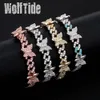 8MM 4 Colors Butterfly Cuban Link Chain Bracelet Personalized Rose Gold Iced Out Cubic Zirconia Bangle Bracelets Hip Hop Rock Charms Jewelry For Women Gift Bijoux