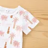 Наборы одежды 0-4y Kids Baby Boy Casual Coconut Print Круглый шея с коротким рукавом с коротким рукавом.