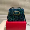 Borsa di lusso con lettera V Borsa con diamanti Borsa a tracolla DONNA Moda Borse a tracolla rimovibili luccicanti Borse con paillettes Borsa a mano Borsa da sera