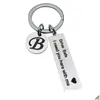 Keychains Lanyards Drive Safe Keychain A-Z 26 Initials Lettering Men Women Boyfriend Husband Key Chain Birthday Chritsmas Fathers Da Dh7Pc