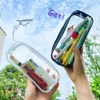 Learning Toys new large-capacity zipper transparent pencil case school pencil case office school stationery storage box