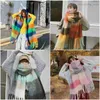 Scarves New Ac Scarf Rainbow Plaid Shawl Long Autumn and Winter Mohair1n1b