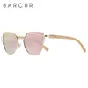 Lunettes de soleil de mode Cadres BARCUR Polarized Wood Cat Eye Femmes Lunettes de soleil Lady Luxury Shades avec boîte Lunettes gratuites 230831