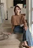Women's Sweaters Vintage Button Tight Mock Neck Knited Women 2023 Winter Autumn Korean Fashion Knitwear Solid Tops Clothes Pullover