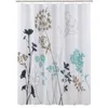 Shower Curtains Silhouette Blue Flower Waterproof Teal Fabric Leaves Printed Decorative Navy Floral Shower Curtain R230831