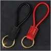 Sleutelhangers Lanyards handgemaakte lederen sleutelhanger sleutelhouder echte Cowe touw sleutelhanger tas charme hanger accessoires auto Llaveros Giftkeycha Dhs0R