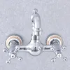 Bathroom Sink Faucets Polished Chrome Brass Wall Mounted Kitchen Faucet Dual Handle Swivel Spout Cold Water Mixer Tap Tsf765