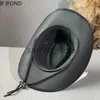 Stingy Brim Hats Fashion Cow Head украсить западную ковбойскую шляпу искусственную кожа винтаж джентльмен Джазовые шляпы для мужчин Панамской шляпы для коврика J230831