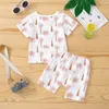 Наборы одежды 0-4y Kids Baby Boy Casual Coconut Print Круглый шея с коротким рукавом с коротким рукавом.