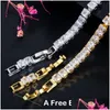 Paramètres de bijoux Cwwzircons très brillant zircon cubique pavé couleur or jaune femmes fête collier ras du cou et boucles d'oreilles mariées ensemble T421 2 Dhxta