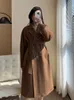 Women's Wool Blends 101801 Cashmere Coat Women's Autumn and Winter Thicked Mid Length Loose and Slim Double Breasted High End Luxury Woolen Coat 230830