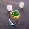 Cluster Rings Lanzyo 925 Silver Jasper Ring Gift for Women Jewelry Open Gine J101401Agby Wholesale