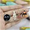 Encantos 10 Pcs Série Halloween Liga Gotejamento Óleo Diy Jóias Acessórios Divertido Fantasma Cabeça De Abóbora Skl Casa Assombrada Pingente Material Charms D Dhuam