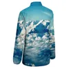 Camicette da donna Camicetta allentata delle montagne dell'Himalaya Cielo blu Streetwear Camicia oversize da donna a maniche lunghe a maniche lunghe Design autunnale Top