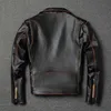 Herrläder faux yrsalesclassic motorcyklist äkta läderjacketslim cowhide coatfashion vintage klädplus storlek 230831