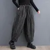 Pantaloni da donna 2023 arrivo stile coreano stampa a righe vita alta autunno Casual moda di strada donna primavera gamba larga