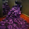 Fioletowa suknia ślubna gotycka warstwy spódnice Train Train Suknia syrenka kolorowe suknie ślubne245J