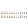 Faux Ongles Taro Violet Blanc Longueur Faux Charme Confortable À Porter Manucure Pour Professionnel Nail Art Salon Fourniture