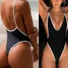 Damen-Bademode, Damen-Badeanzug, Neckholder, tiefer V-Ausschnitt, rückenfrei, fester Bikini, Badeanzug, Push-up-Body, einteiliger Badeanzug, Strand, sexy, modisch, S-XL