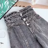 Jeans crianças calças de perna larga outono inverno personalidade moda meninas altura-cintura jeans elástico cintura botão bolso casual jeans 230830