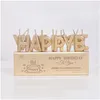 Ljus guld/sier födelsedagstårta Happy Golden Letters Candle Gilded Letter Party Decoration With PVC Box Drop Delivery Home Garden DHFBE