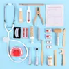 Tools Workshop Wooden Pretend Play Doctor Educational Toys for Children Simulation Dentist Check Brush Teeth Medicine Set Role Playing Games l230830