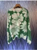 Pulls pour femmes 2023 printemps automne mode haute qualité mohair tricot motifs de fleurs à manches longues décontracté vert pulls tenue