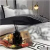 Set Luxury Orange King Designer Sängkläder Set Cotton Gold Horse Printed Queen Size Däcke er Bed Sheet Fashion Drop Delivery Home Garden