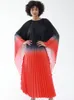 Повседневные платья Tianepei Плиссированное платье для градиента женщин 2023 Весенний оригинальный дизайнер свободный плюс размер рукавов размер