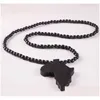 Pendentif Colliers Hip Hop Carte en bois de l'Afrique Perles de bois Chaînes perlées pour femmes hommes Hiphop Bijoux Cadeau Drop Livraison Pendentifs Dhbyr