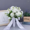 Simulation de fleurs décoratives, Bouquet de fausses fleurs tenu à la main, adapté au mariage