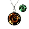 Pendant Necklaces Glow In The Dark 12 Zodiac Sign For Women Men Stainless Steel Horoscope Glass Cabochons Chains Fashion Luminous Drop Dhieg