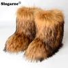 Boots Women Winter Fluffy Fur Boots Woman Furry Snow Boots Plush Warm Outdoor Footwear Girls Luxury Faux Fur Platform Shoes 230830