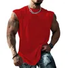 Camisas de vestir para hombres Transfronterizo Verano Entrenamiento físico Jersey Deportes Ocio Moda europea y americana Sin mangas Grande Sólido Bronceado