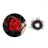 Couronne de roses noires décoratives, guirlande de branches mortes effrayantes pour Halloween, Simulation de fleur réaliste pour mur suspendu de porte