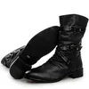 Boots Men Motorcycle Black Leather Punk Rock Shoes Fashion Mens Street Cool Gothic Belt Buckle Women Large Size 3448 230831