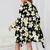 Kvinnors sömnkläder Ditsy Floral Pyjama Robe White Flowers Long Sleeve Kawaii Pyjamas Robes Lady V Neck Home Bathrobe Daily Printed Dress