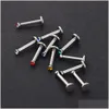 Andere sieradensets Junlowpy roestvrij staal met interne draad Crystal Labret-ringen Mix 6/8/10 mm groothandel body piercing Y Lip Ring Stu Dhjyq