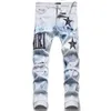jeans alla moda gamba dritta di marca per adolescenti pantaloni hip-hop consumati fatti a mano per quattro stagioni