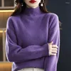 Suéteres femininos Merino Lã de malha Mulheres Turtleneck Manga Longa Cores Sólidas Soft Top Grade Grosso Pulôveres para Feminino