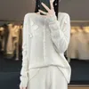 Cashmere Coat Women's Clothing O-Neck Cardigan Fashion Knitted Embroidery Top Autumn Winter Popular 100% Merino Wool Shirt Jacke HKD230829