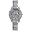 Wristwatches Top Luxury Full Diamond Watch For Women Elegant Brand Quartz Steel Watches Ladies Zircon Crystal Fashion Wristwatch Clock