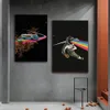 Peinture sur toile arc-en-ciel ciel étoilé conduisant une voiture créativité errant astronaute affiches murales impressions d'art pour salon garçons chambre décor photo cadeau sans cadre Wo6