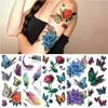 Autres fournitures de tatouage Autocollant de tatouage temporaire imperméable Papillon Fleur Rose 3D Tatouages Scorpion Halloween Spider Body Art Bras Faux Tatouage Femmes 230830