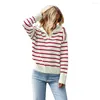 Swetery kobiet w paski Swater Pullovers Drop ramię Kintting Tops Casual Lose Long Rleeves Skoczniki jesienne zima dla kobiet DD703