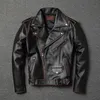 Herrläder faux yrsalesclassic motorcyklist äkta läderjacketslim cowhide coatfashion vintage klädplus storlek 230831