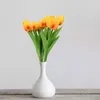 Fleurs décoratives 10 pièces tulipes élégantes décoration de fleurs artificielles vraies touches Bouquets de mariée G2AB